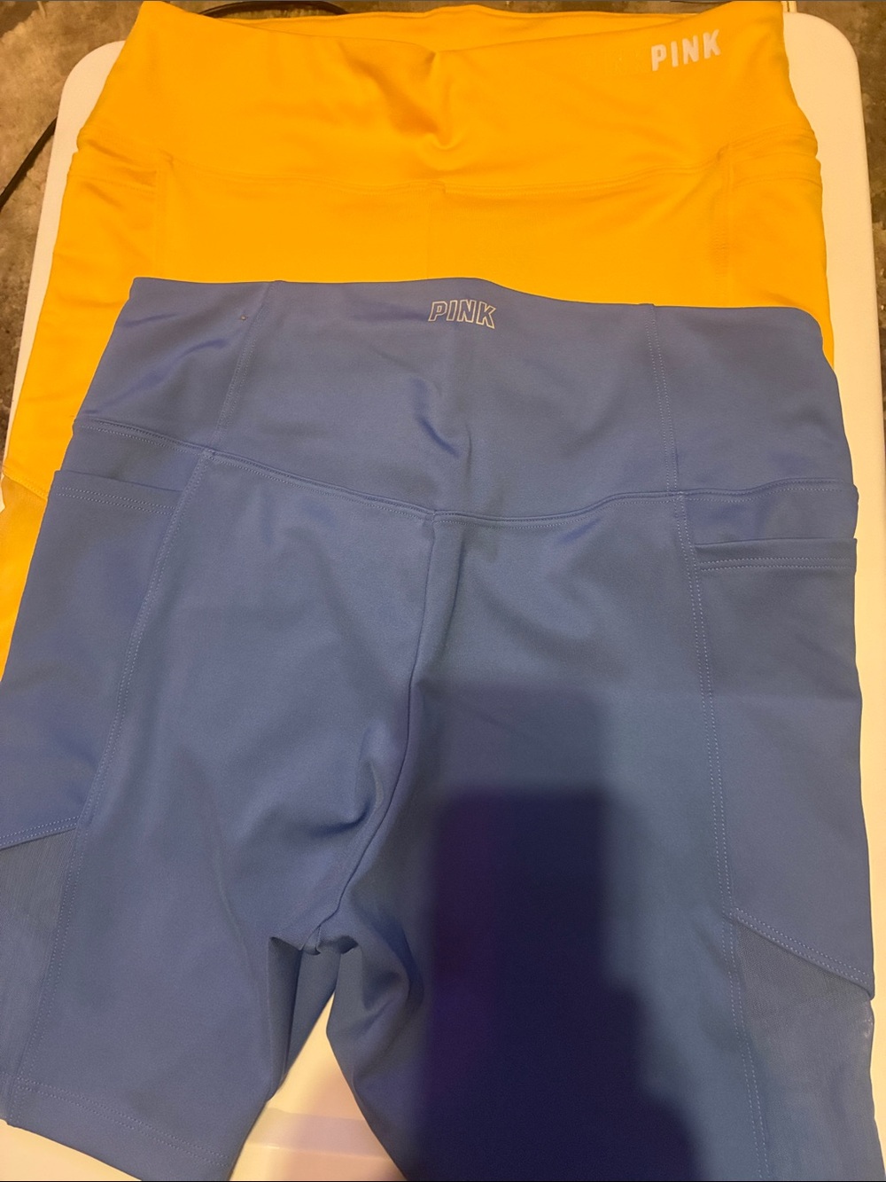 PINK Victoria's Secret Yellow and Blue Bike Shorts Duo